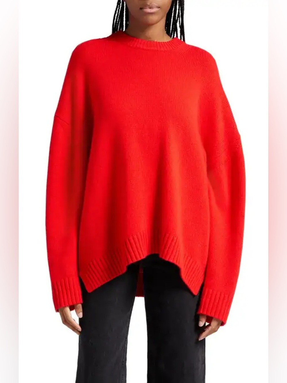 A.L.C. Ayden Oversized Wool & Cashmere Sweater Cozy Thick Knit Rib Trim Red